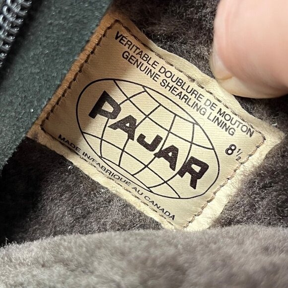 Pajar Wedge Suede Ankle Boots Black Contrast Stitch Shearling Lined Zipper‎ 8.5 - Picture 12 of 15